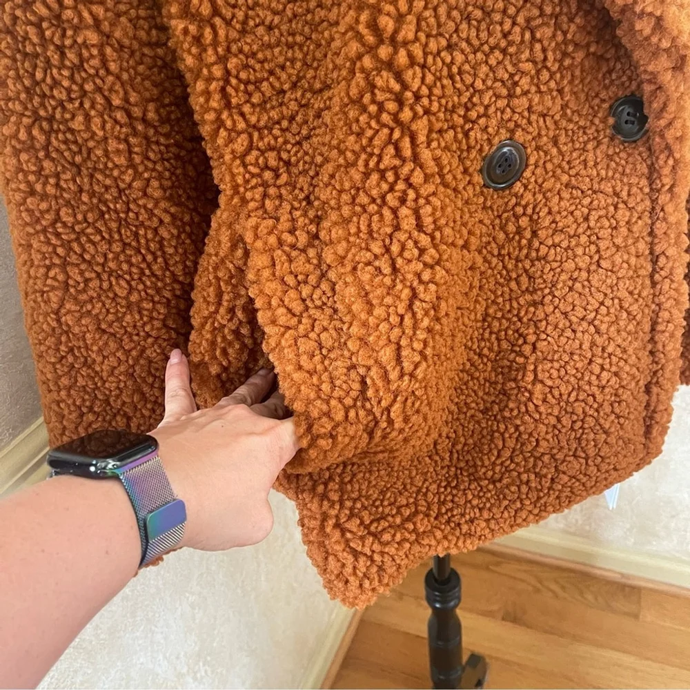UGG Gertrude Short Teddy Coat in Chestnut Brown Sz Large Soft and cozy - Picture 13 of 13